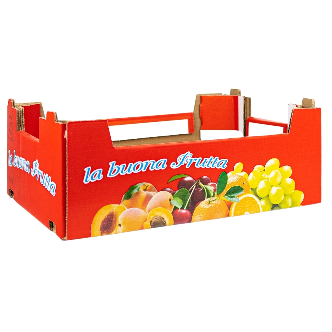 Cassetta In Cartone Flap Stampa La Buona Frutta Sfondo Rosso Multiuso Per Ortofrutta Per Agricoltura 550124_1
