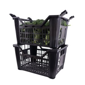 Cestella in plastica nera multiuso per frutta e verdura 30x40x21 cm 551658_2